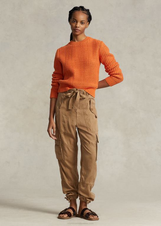 orange mutli Kvinder Ralph Lauren gennembrudt sweater i bomuldsblanding med rund hals Z426B3151