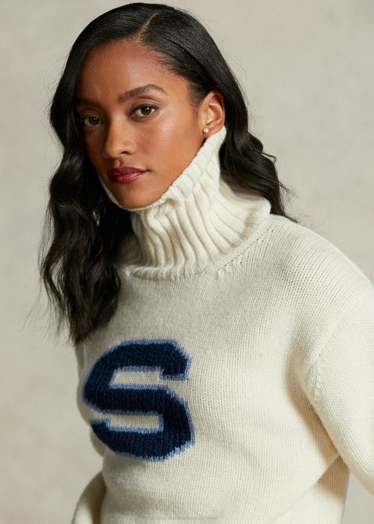 pergament creme Kvinder Ralph Lauren den spelman indsamling brev rullekrave Z426B3316