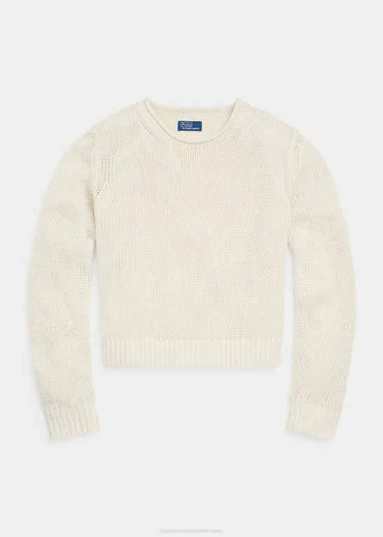 pergament creme Kvinder Ralph Lauren linned-bomuldstrøje med rullekrave Z426B2926