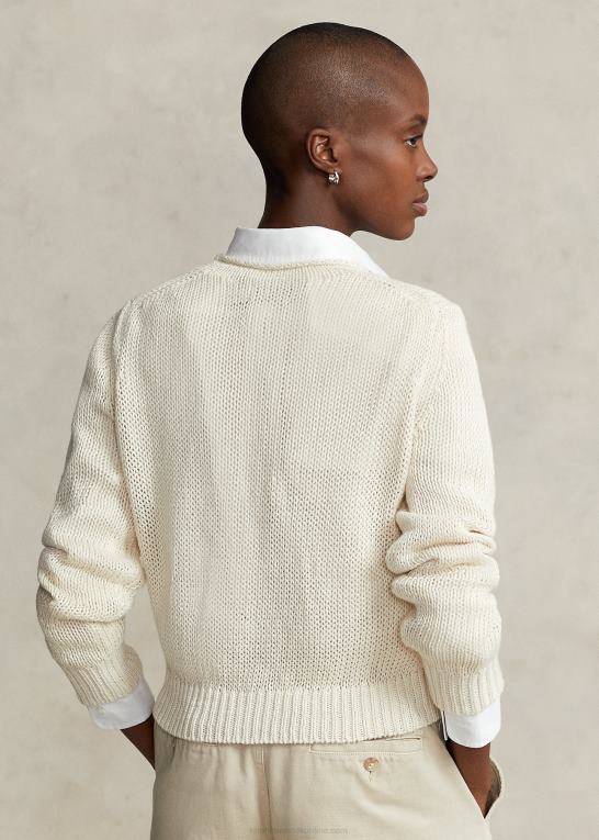 pergament creme Kvinder Ralph Lauren linned-bomuldstrøje med rullekrave Z426B2926