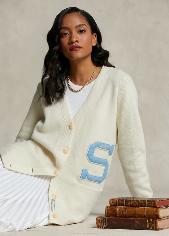 pergament creme Kvinder Ralph Lauren spelman-kollektionen cardigan med v-hals Z426B3318
