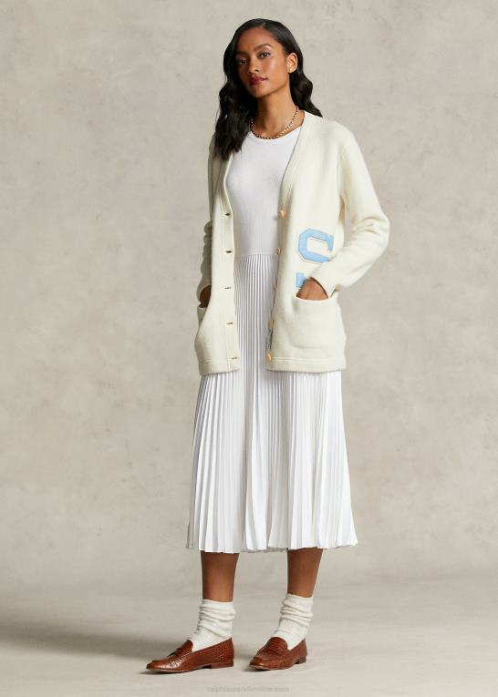 pergament creme Kvinder Ralph Lauren spelman-kollektionen cardigan med v-hals Z426B3318