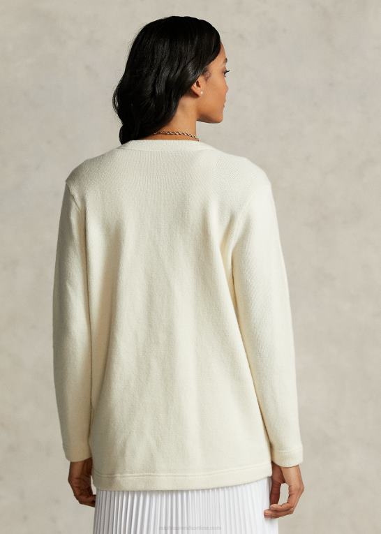 pergament creme Kvinder Ralph Lauren spelman-kollektionen cardigan med v-hals Z426B3318