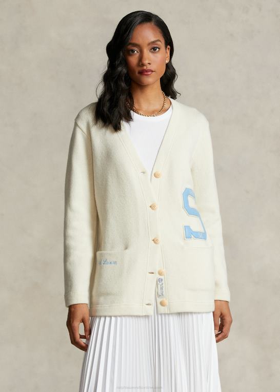 pergament creme Kvinder Ralph Lauren spelman-kollektionen cardigan med v-hals Z426B3318