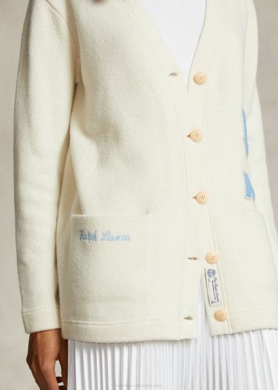 pergament creme Kvinder Ralph Lauren spelman-kollektionen cardigan med v-hals Z426B3318