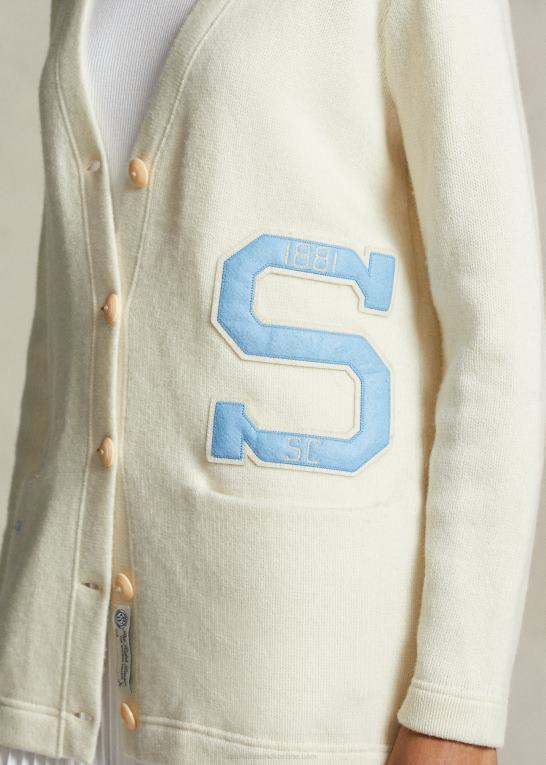 pergament creme Kvinder Ralph Lauren spelman-kollektionen cardigan med v-hals Z426B3318