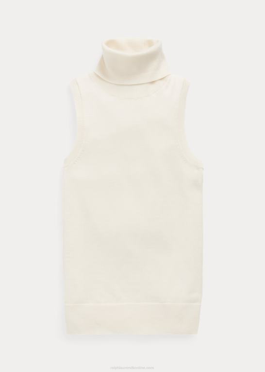 pergament creme Kvinder Ralph Lauren uld ærmeløs rullekrave Z426B3159