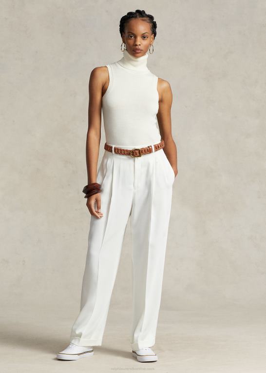 pergament creme Kvinder Ralph Lauren uld ærmeløs rullekrave Z426B3159