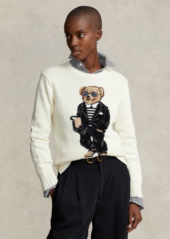 pergament creme multi Kvinder Ralph Lauren polobjørn sweater i bomuldsblanding Z426B2949