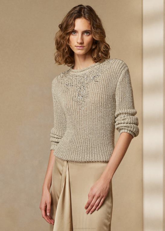 pergament tweed Kvinder Ralph Lauren udsmykket silketrøje med rullehals Z426B3541