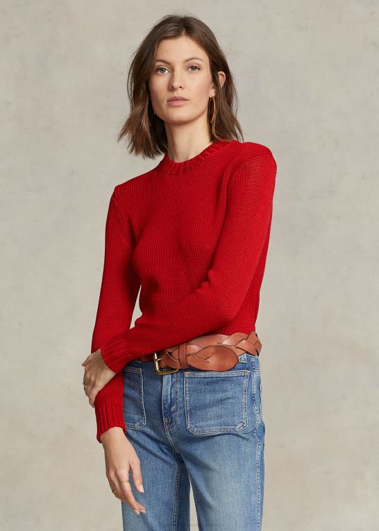 rød Kvinder Ralph Lauren bomuldstrøje med rund hals Z426B3198