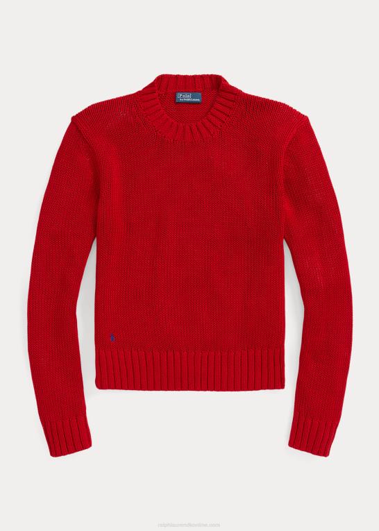 rød Kvinder Ralph Lauren bomuldstrøje med rund hals Z426B3198