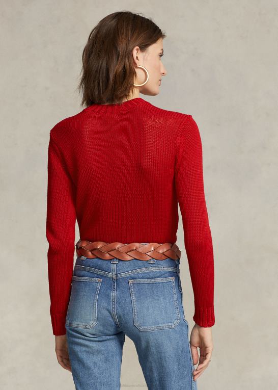 rød Kvinder Ralph Lauren bomuldstrøje med rund hals Z426B3198