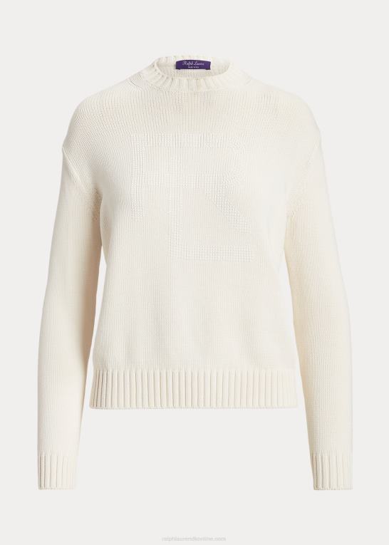 råhvid/hvid Kvinder Ralph Lauren udsmykket rl sweater i bomuldsblanding Z426B3542