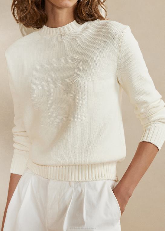 råhvid/hvid Kvinder Ralph Lauren udsmykket rl sweater i bomuldsblanding Z426B3542