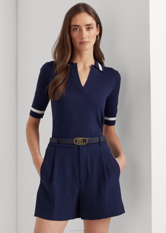 raffineret flåde Kvinder Ralph Lauren kortærmet trøje i silkeblanding Z426B4395
