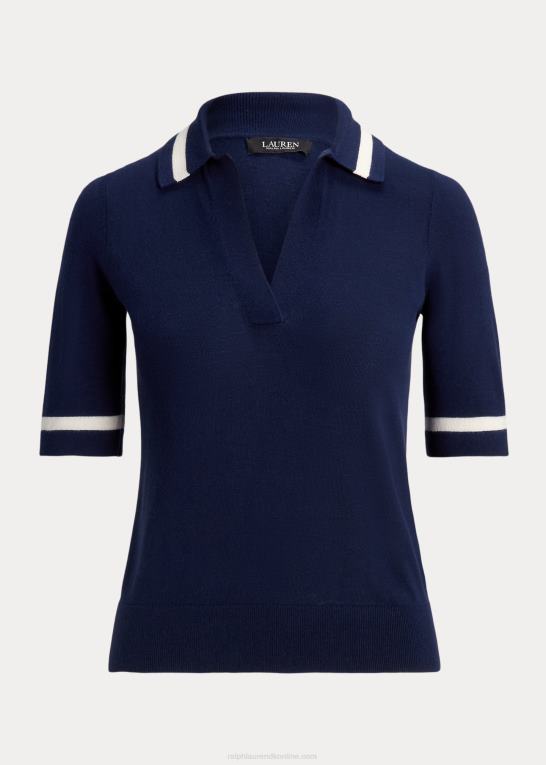 raffineret flåde Kvinder Ralph Lauren kortærmet trøje i silkeblanding Z426B4395
