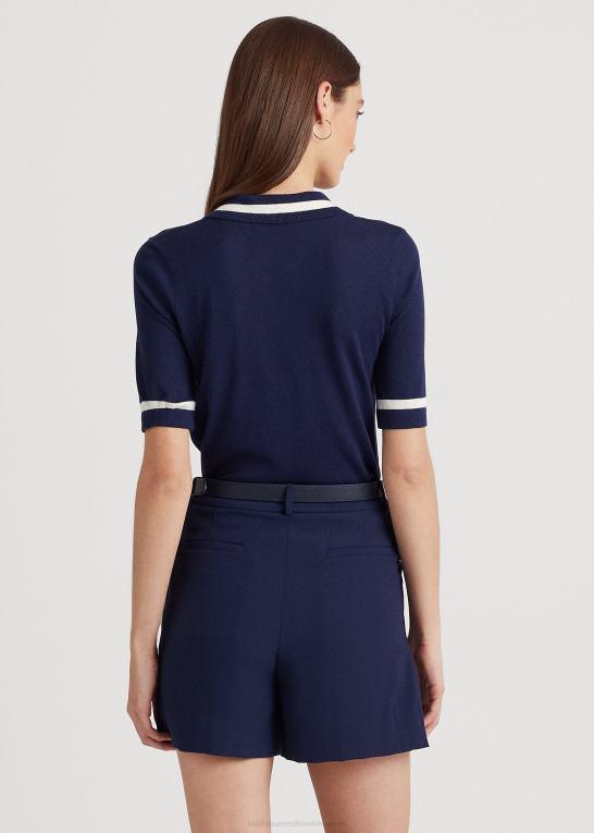 raffineret flåde Kvinder Ralph Lauren kortærmet trøje i silkeblanding Z426B4395