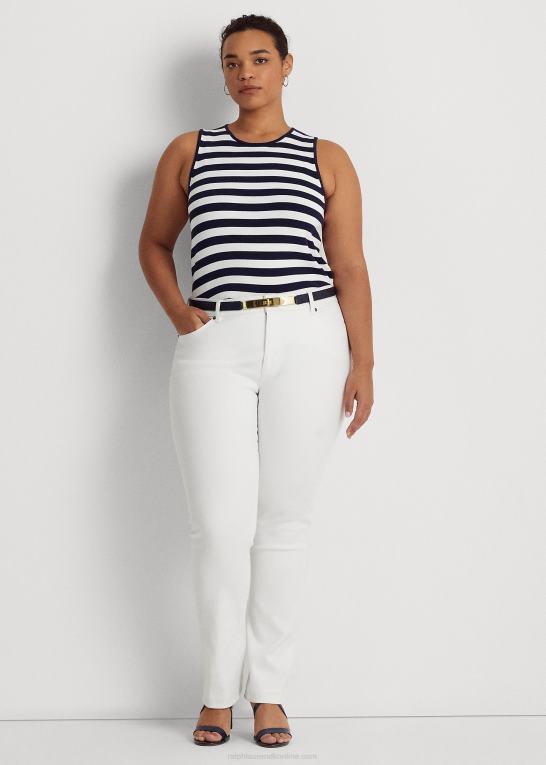 raffineret marineblå/hvid Kvinder Ralph Lauren stribet ærmeløs sweater i bomuldsblanding Z426B4785