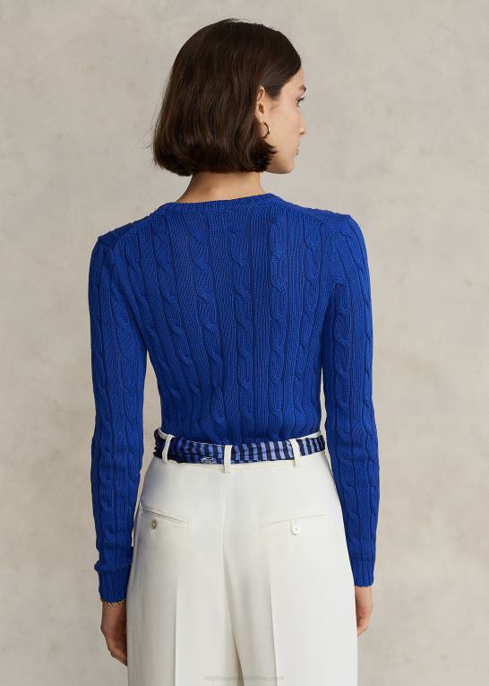 rugby royal Kvinder Ralph Lauren kabelstrikket bomuldstrøje med rund hals Z426B2881