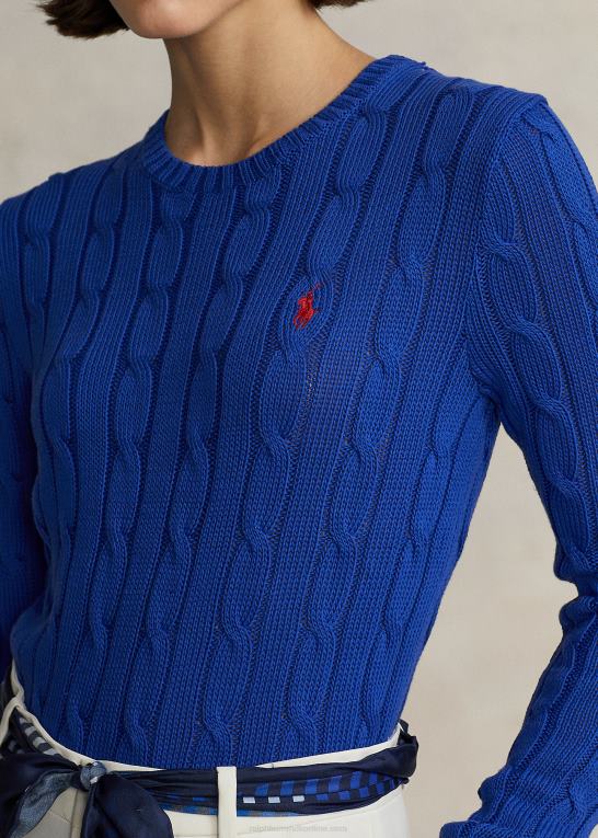 rugby royal Kvinder Ralph Lauren kabelstrikket bomuldstrøje med rund hals Z426B2881