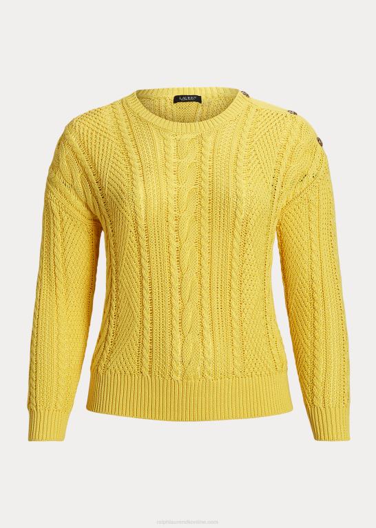 solfisk gul Kvinder Ralph Lauren aran-strikket bomuldstrøje Z426B4790