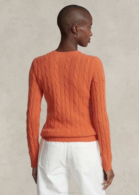 solnedgangshimmel Kvinder Ralph Lauren kabelstrikket kashmirtrøje Z426B9115