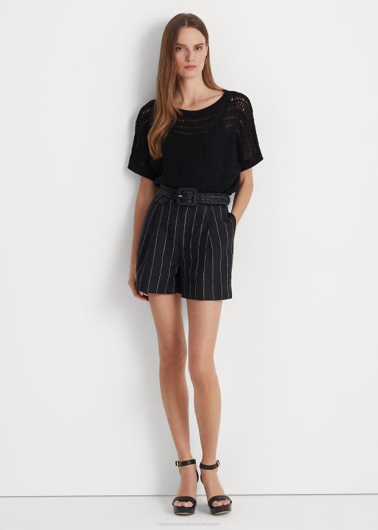 sort Kvinder Ralph Lauren bomulds mesh kortærmet sweater Z426B3849