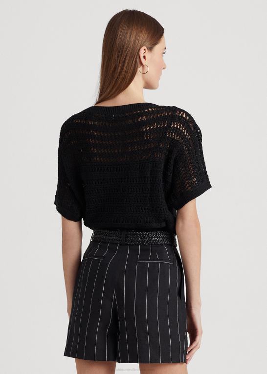 sort Kvinder Ralph Lauren bomulds mesh kortærmet sweater Z426B3849