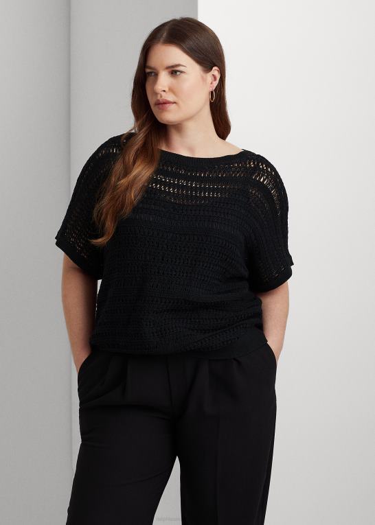 sort Kvinder Ralph Lauren bomulds mesh kortærmet sweater Z426B4538