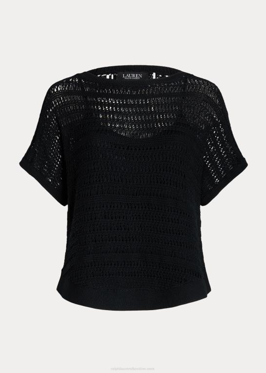 sort Kvinder Ralph Lauren bomulds mesh kortærmet sweater Z426B4538