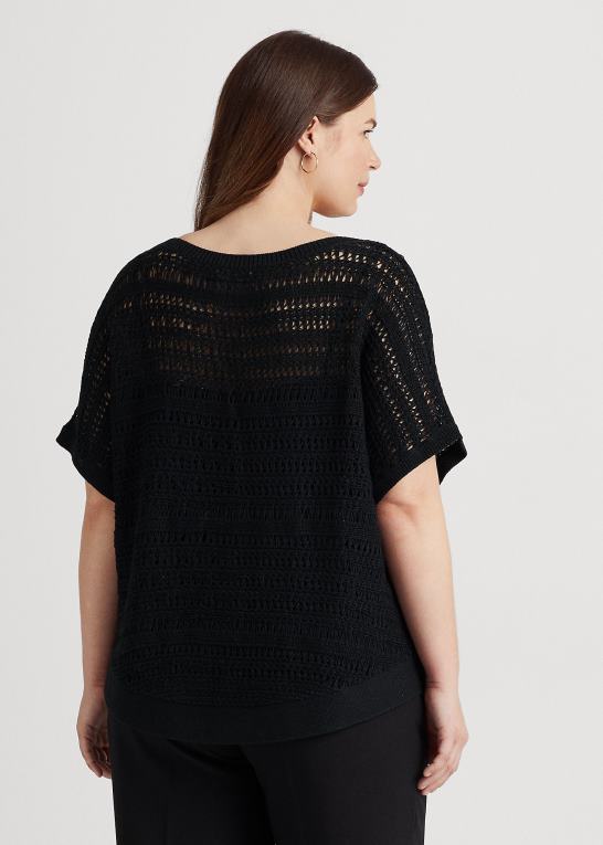 sort Kvinder Ralph Lauren bomulds mesh kortærmet sweater Z426B4538