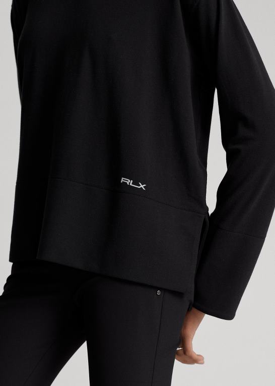 sort Kvinder Ralph Lauren højkvalitets rullekrave i bomuldsblanding Z426B3567
