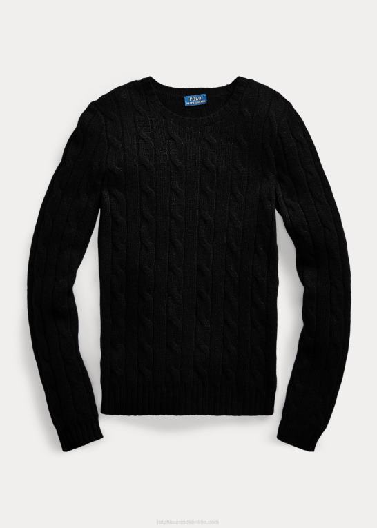 sort Kvinder Ralph Lauren kabelstrikket kashmirtrøje Z426B9122