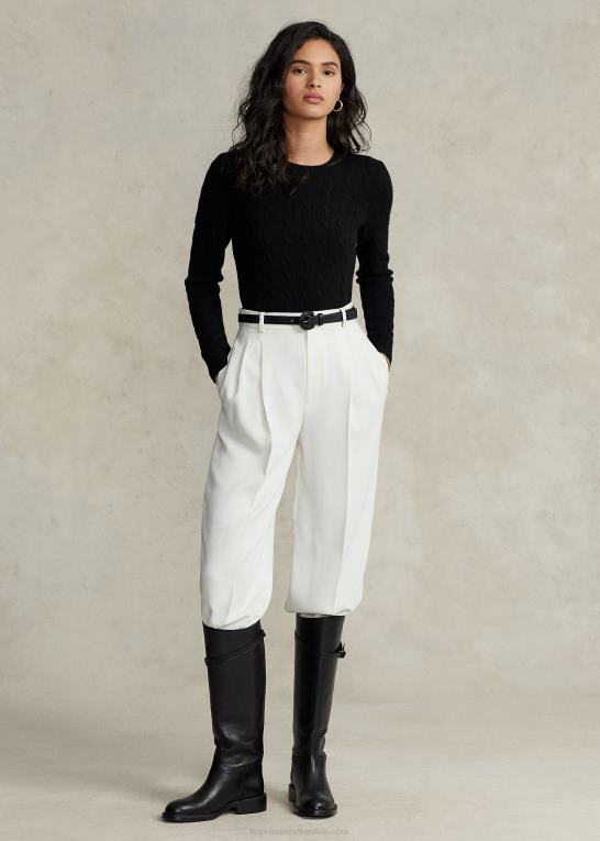sort Kvinder Ralph Lauren kabelstrikket kashmirtrøje Z426B9122