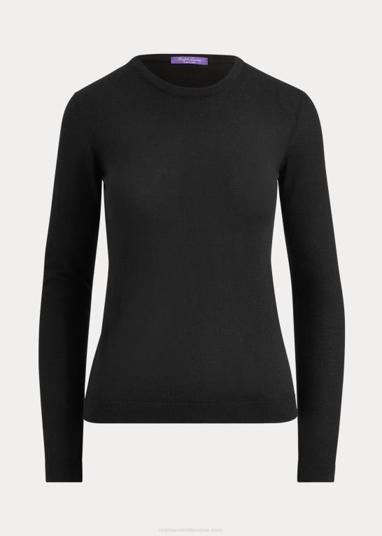sort Kvinder Ralph Lauren kashmir sweater med rund hals Z426B9348