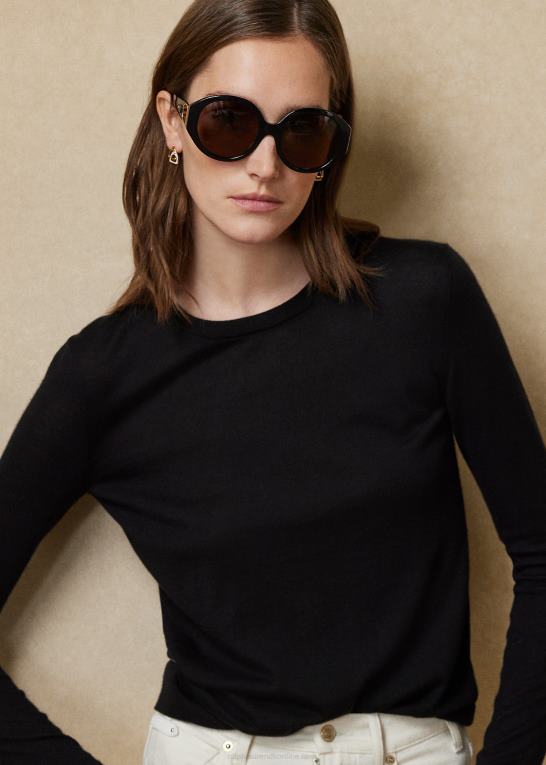 sort Kvinder Ralph Lauren kashmir sweater med rund hals Z426B9348