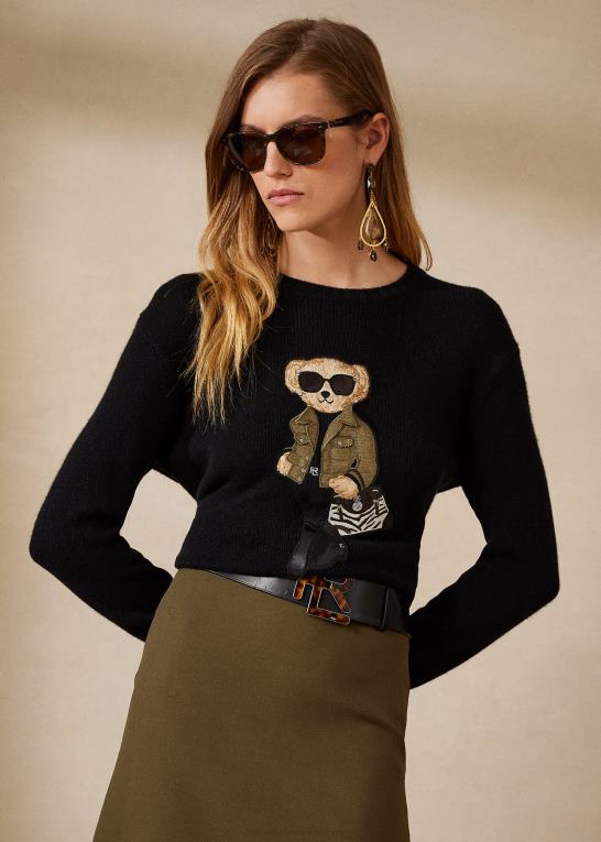 sort Kvinder Ralph Lauren nytte polo bear cashmere sweater Z426B9297
