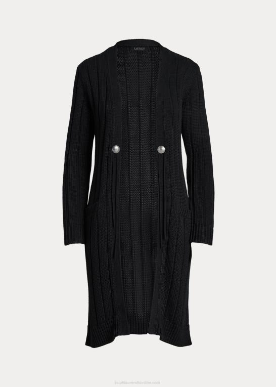 sort Kvinder Ralph Lauren ribstrikket cardigan i bomuldshør Z426B9521