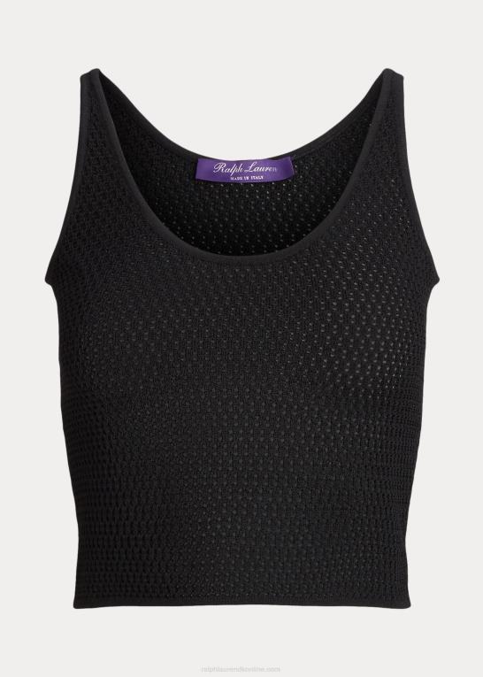 sort Kvinder Ralph Lauren silke mesh sweater tanktop Z426B3595
