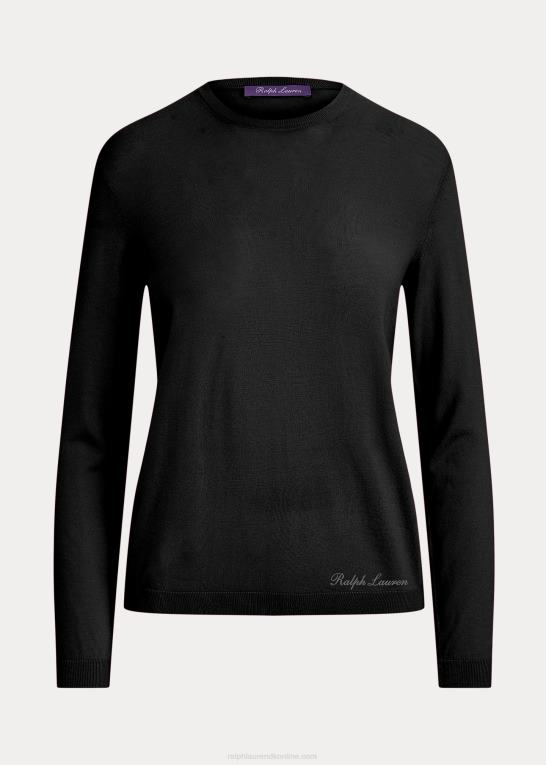 sort Kvinder Ralph Lauren sweater i merinould med rund hals Z426B3583