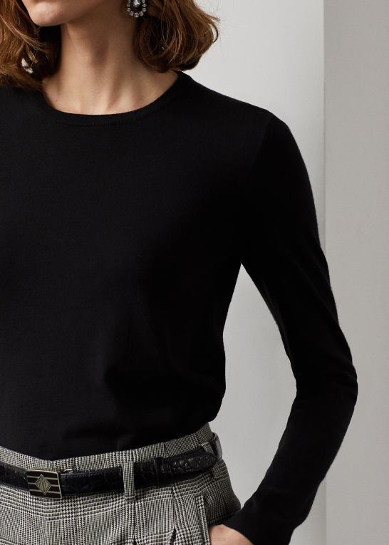 sort Kvinder Ralph Lauren sweater i merinould med rund hals Z426B3583