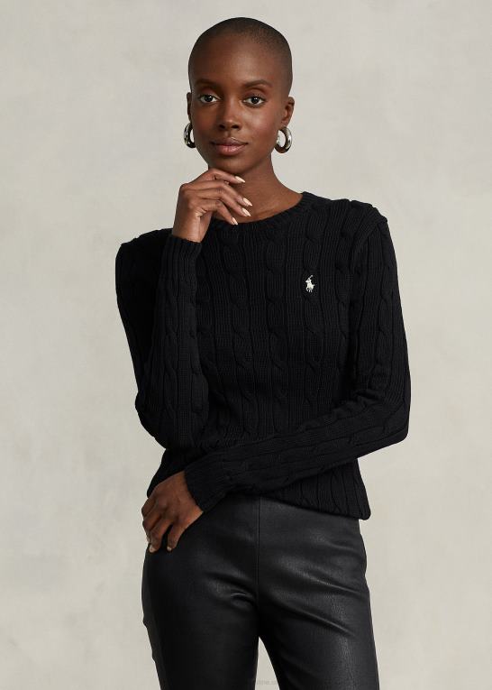sort hvid Kvinder Ralph Lauren slim fit kabelstrikket sweater Z426B3359