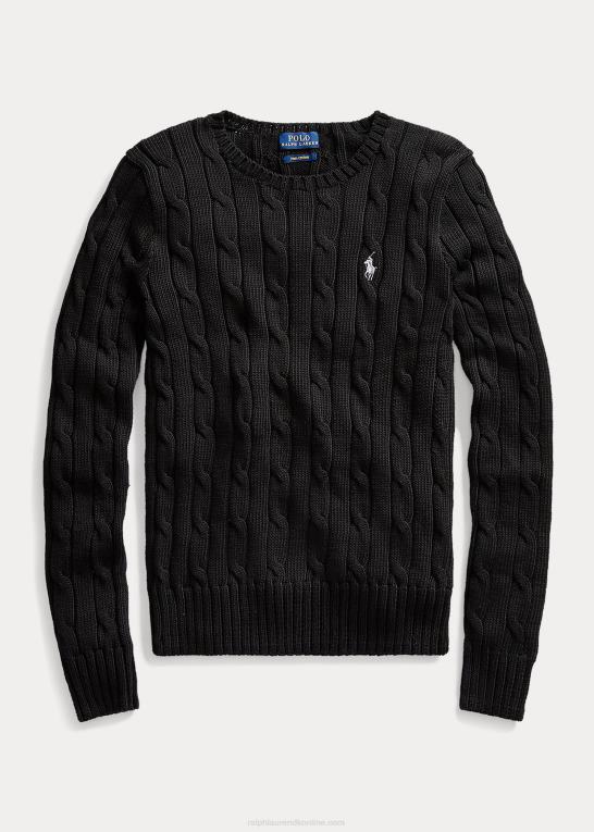 sort hvid Kvinder Ralph Lauren slim fit kabelstrikket sweater Z426B3359