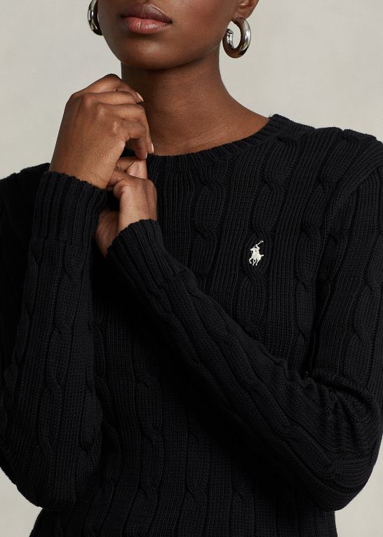 sort hvid Kvinder Ralph Lauren slim fit kabelstrikket sweater Z426B3359