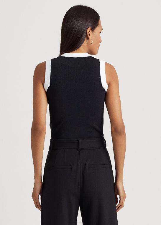 sort hvid Kvinder Ralph Lauren tofarvet ærmeløs sweater Z426B3838