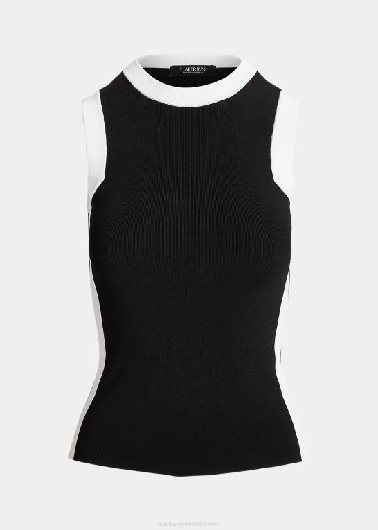 sort hvid Kvinder Ralph Lauren tofarvet ærmeløs sweater Z426B4314