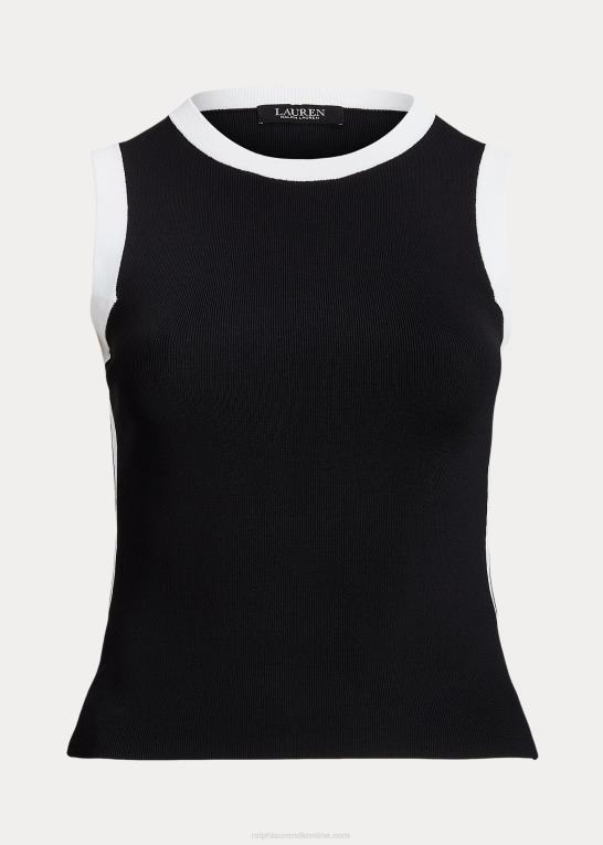 sort hvid Kvinder Ralph Lauren tofarvet ærmeløs sweater Z426B9484