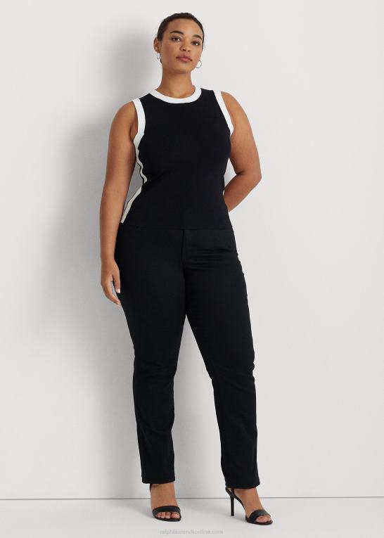 sort hvid Kvinder Ralph Lauren tofarvet ærmeløs sweater Z426B9484