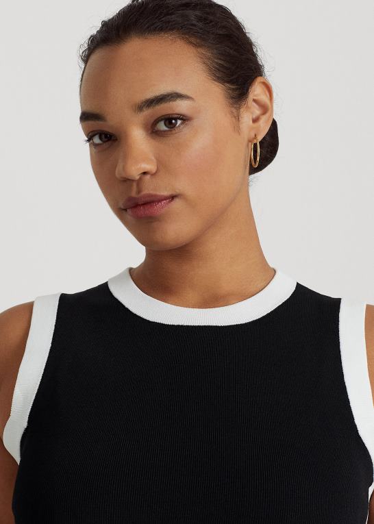 sort hvid Kvinder Ralph Lauren tofarvet ærmeløs sweater Z426B9484